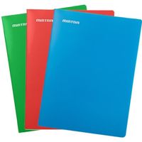 Lot de 3 cahiers polypro GRAPHMATE 24x32 96p grands carreaux Séyès - Bleu Rouge Vert