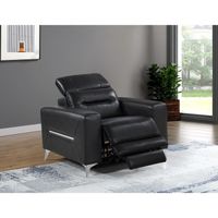 Fauteuil relax électrique en cuir DOA - Noir - Assise et tétières relax électriques - Mécanisme Zero Wall
