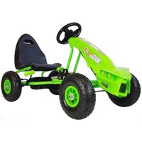 Kart à pédales pour enfants - A18 - Couleur Verte - Roues gonflables et fauteuil ergonomique