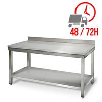 Table inox 1600 x 600 mm adossée / RESTONOBLE - LIVRAISON OFFERTE SOUS 48/72 HEURES DANS TOUTE LA FRANCE