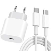 Chargeur Rapide USB-C 25W + Câble USB-C vers USB-C 20W 1 Mètre pour iPhone 15 Pro Max - 15 Plus - 15 Pro - 15