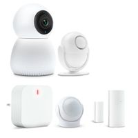 Kit sécurité alarme maison avec caméra rotative 360° (5 pièces) - Metronic 495750