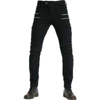 Homme Jean Moto Denim Pantalon de Motard Protection avec 4 Protections Pour Genoux Et Hanches,Noir