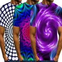 Lot de 3 T-Shirts Homme,Tee-Shirt 3D Imprimé Col Arrondi Manches Courtes couleurs multiples