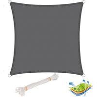 WOLTU Voile d’ombrage carré en polyester, protection contre le soleil avec protection UV pour jardin ou camping,2x2m, Gris