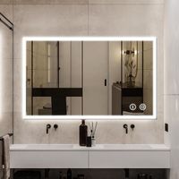 Miroir de salle de bain avec éclairage,100 x 60 cm, Miroir mural avec douille, miroir LED de salle de bain avec interrupteur