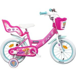 VÉLO ENFANT Vélo enfant Fille 14'' Stella de la Pat' Patrouille pour enfant de taille de 90cm à 105cm avec 2 freins, porte poupée, panier avant