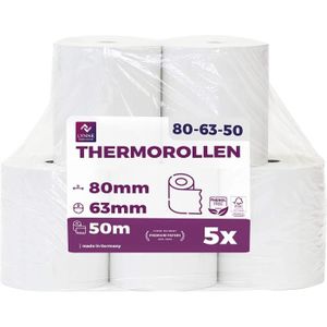 5 rouleaux papier thermique sans chimie ÖKOBON 80 mm x 80 m