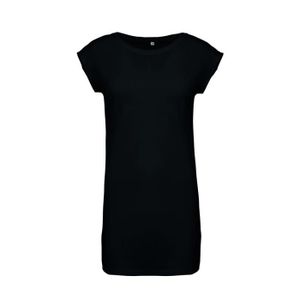 T-SHIRT T-shirt long col rond manches courtes - K388 - noir - femme