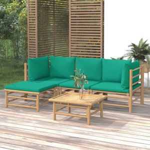 Salon bas de jardin ZHU Salon de jardin 5 pcs avec coussins vert bambou A3155146 Bon Matériel