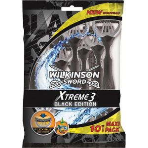 WILKINSON Lot de 10 rasoirs jetables Xtreme3 Black - Tête de rasage pivotante - Lames flexibles - Plaquette enrichie à l’aloe vera WILKINSON Lot de 10 rasoirs jetables Xtreme3 Black - Tête de rasage pivotante - Lames flexibles - Plaquette enrichie à l’aloe vera