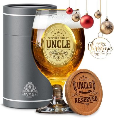 Verre à Bière Personnalisé 70 Ans – Cadeau Anniversaire Homme Tonton, Cristal Gravé Année De Naissance