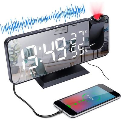 Réveil Projecteur Plafond VOSFEEL - Radio Réveil Miroir Multicolore Avec Projection 180° - USB Type-C