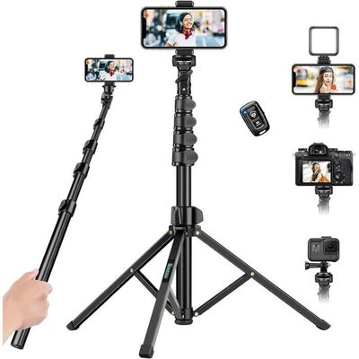 Premium Perche à Selfie Trépied pour Smartphone - ASHINER 100cm Portable et  Réglable Trépied de Téléphone avec Télécommande Compatible avec iPhone et  Android - Idéal pour la Photographie et la Vidéo
