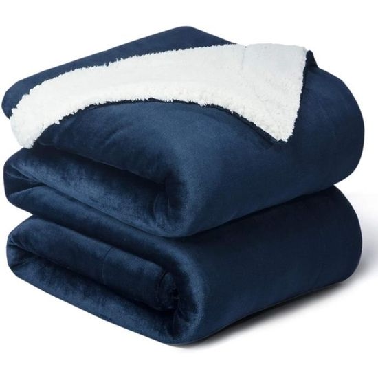 Plaid Bedsure Sherpa Gris 150x200 Cm - Couverture Polaire Douce, Lavable Machine