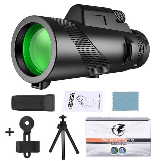Monoculaire Télescope 80x100 HD - Avec Trépied Et Adaptateur Téléphone - Pour Observation, Randonnée, Birdwatching