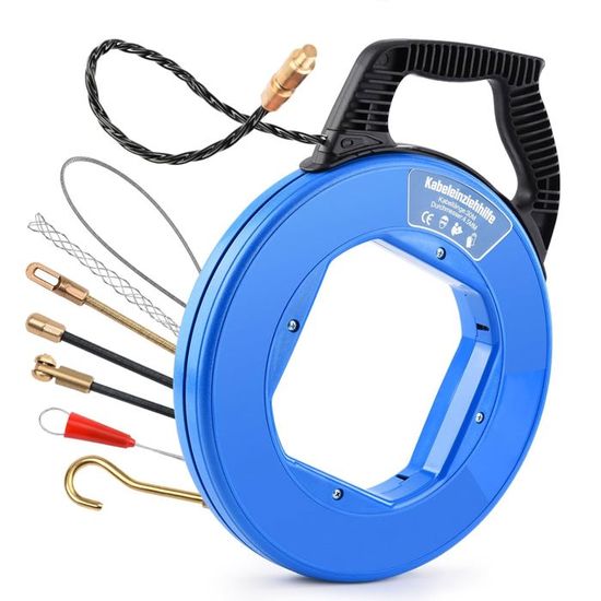 Tire-câble électrique 30 M – Diamètre 4 Mm, Vert, Avec Ressorts De Guidage, Pour Conduits Et Murs