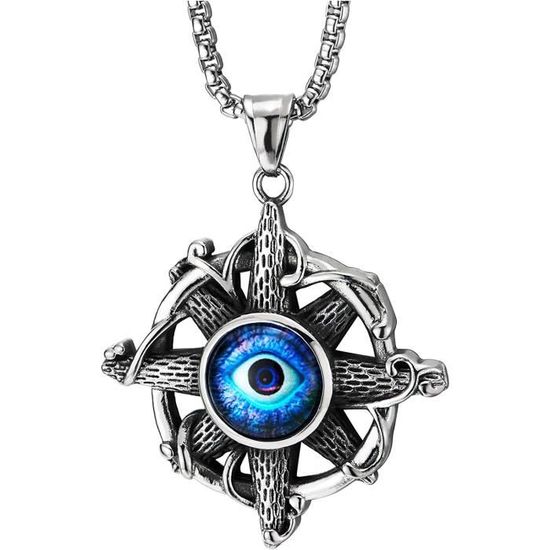Collier œil De Verre Nazar – Chaîne Dorée 46 Cm – Acier Inox – Lideva
