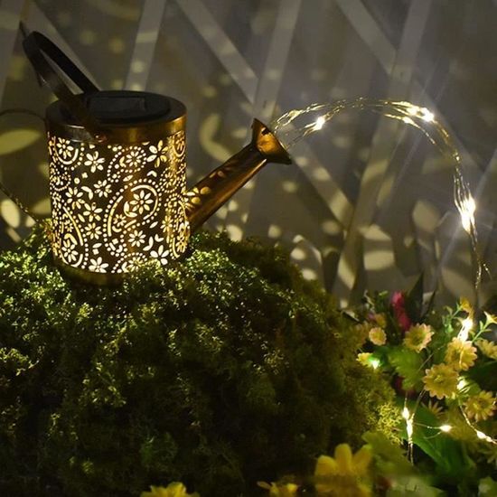 Lanterne Solaire Père Noël En Forme De Bouilloire - Éclairage Cascade LED, étanche - Pour Jardin, Allée, Décoration Noël Extérieure