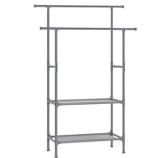 Portant À Vêtements Double Barre, 83 x 45 x 157 cm, Gris - Portant et penderie Portant À Vêtements Double Barre, 83 x 45 x 157 cm, Gris - Portant et penderie
