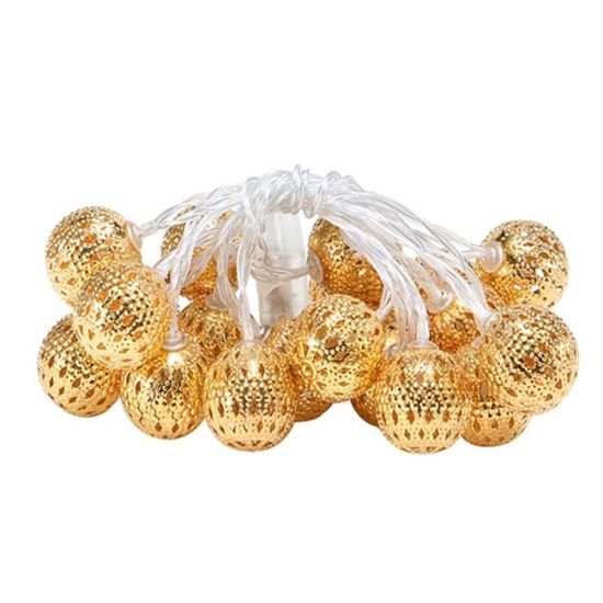 Guirlande Lumineuse De Noël 1,5 M - 10 Boules LED à Piles (rouge, Or, Vert), Décor Sapins Et Flocons