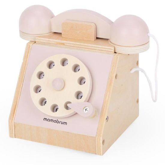 Téléphone Vintage En Bois Pour Enfants – Hêtre Massif – Jeu De Rôle – Éducatif – Dès 3 Ans