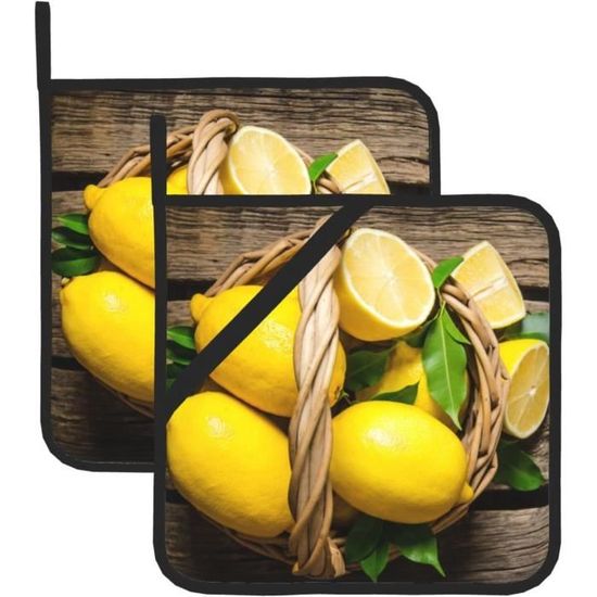 Maniques Carrées Résistantes Chaleur - Lot De 2, Avec Poche, Rouge, 20.3x20.3cm