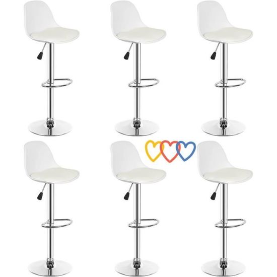 VASAGLE Tabourets De Bar, Lot De 2, Chaises De Cuisine, En Velours, Siège Pivotant à Hauteur Réglable, Avec Dossier Et Repose-Pieds, Salle à Manger