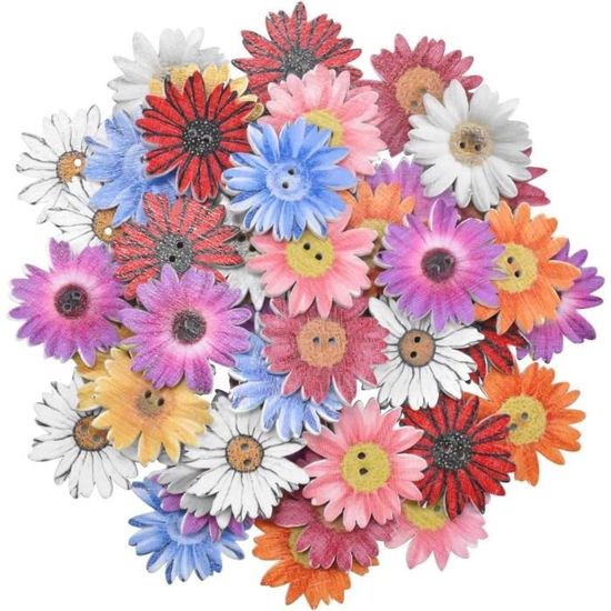 Lot De 100 Boutons En Bois De Noël (20mm) - Motifs Rennes, Flocons, Sapins - Pour Décoration, Scrapbooking, Couture, Cartes De Vœux - 9