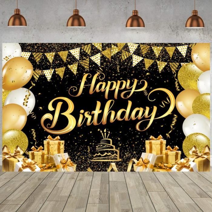 Toile De Fond Ronde Joyeux Anniversaire 1.8m - Argent Noir Pour Photographie Et Fêtes