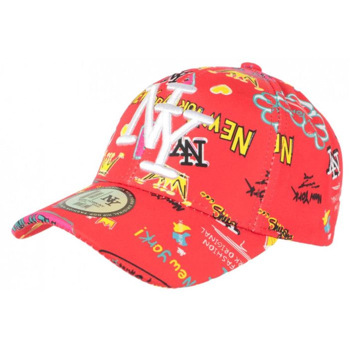 Casquette NY Rouge et Jaune Fashion Streetwear Baseball Crown - Taille unique - Rouge