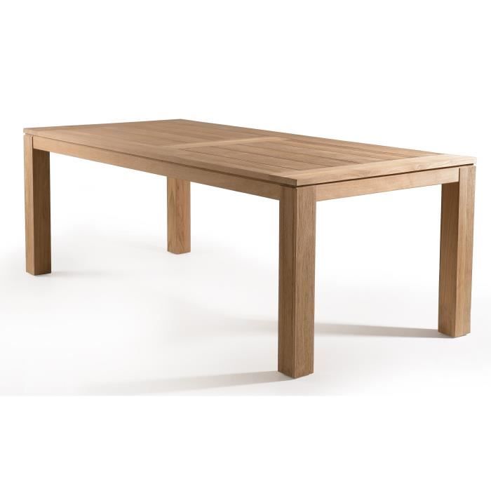 Table à manger en teck Denver - 220 x 100 cm - Couleur naturelle JARDITECK