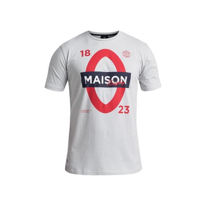 RUGBY DIVISION - Tee shirt manches courtes LONDON gris clair 100% coton