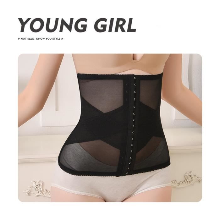 Ceinture abdominale en gaze nette - sculpture du corps élastique avec boucle - ceinture abdominale post-partum XL