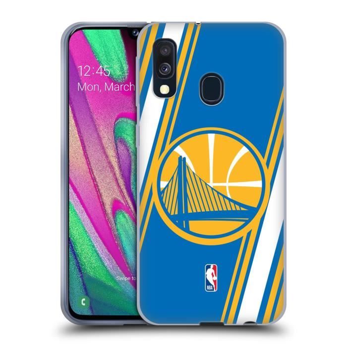 Officiel NBA Rayures Golden State Warriors Coque En Gel Doux Compatible avec Samsung Galaxy A40 (2019)