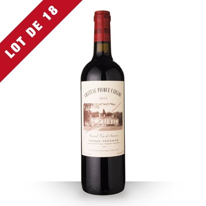 Lot de 18 - Château Picque Caillou 2015 AOC Pessac-Léognan - 18x75cl - Vin Rouge