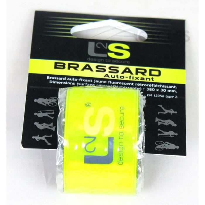 Brassard L2S Auto Fixant Jaune Fluorescent Rétroréfléchissant