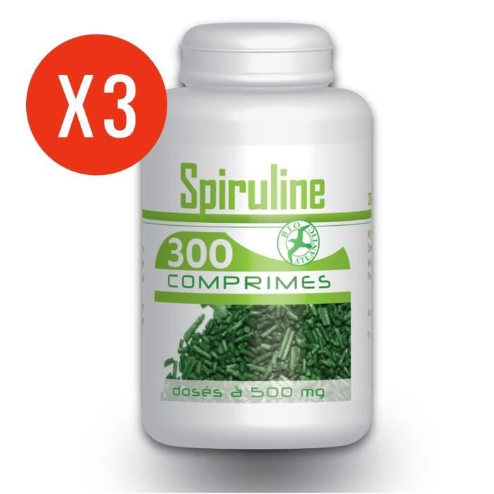 3 Piluliers de 300 comprimés de Spiruline à 500 mg
