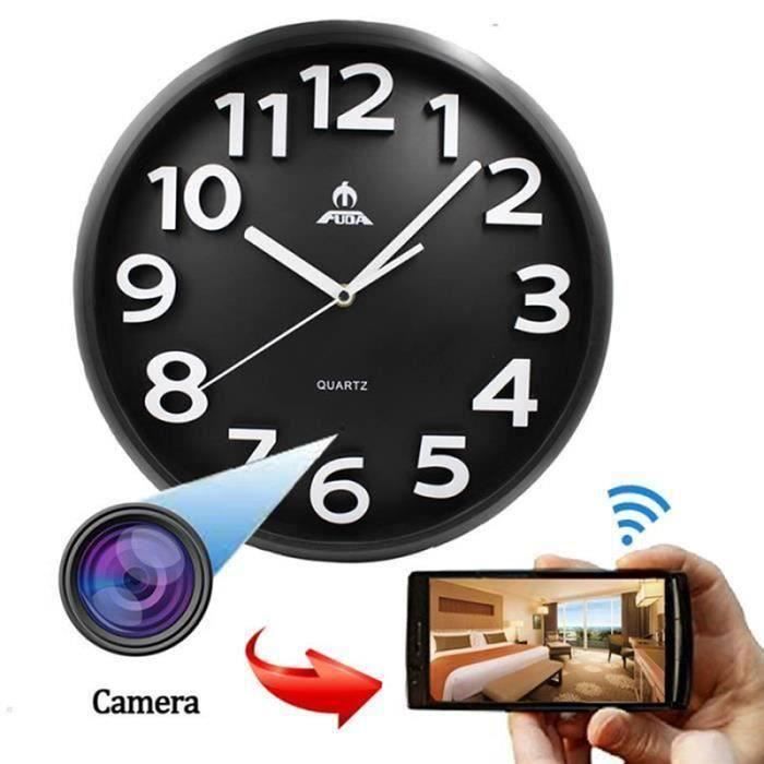 1080P WiFi Caméra espion Round Horloge murale Caméra Spy Clock caché alarme caméra de surveillance Nanny Clock Blanc