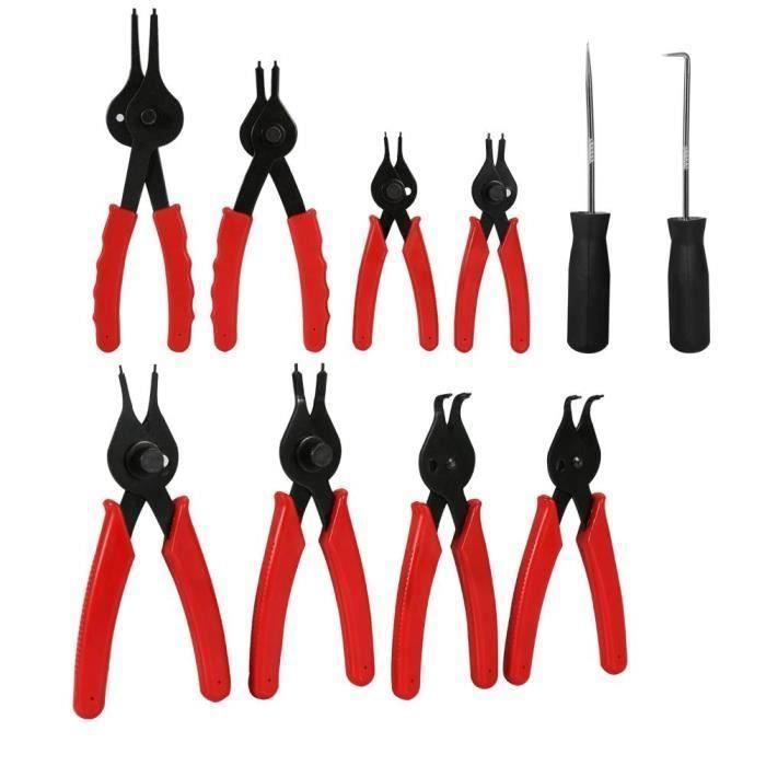 Coffret de pinces à circlips intérieur et extérieur, 11 pièces