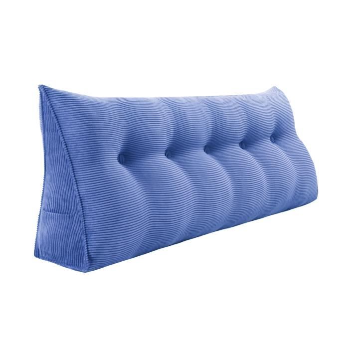 VERCART Grands Coussins de Lit, Coussins de soutien, Traversin, Coussin Anti Reflux Velours Côtelé Jeans Bleu 160cm