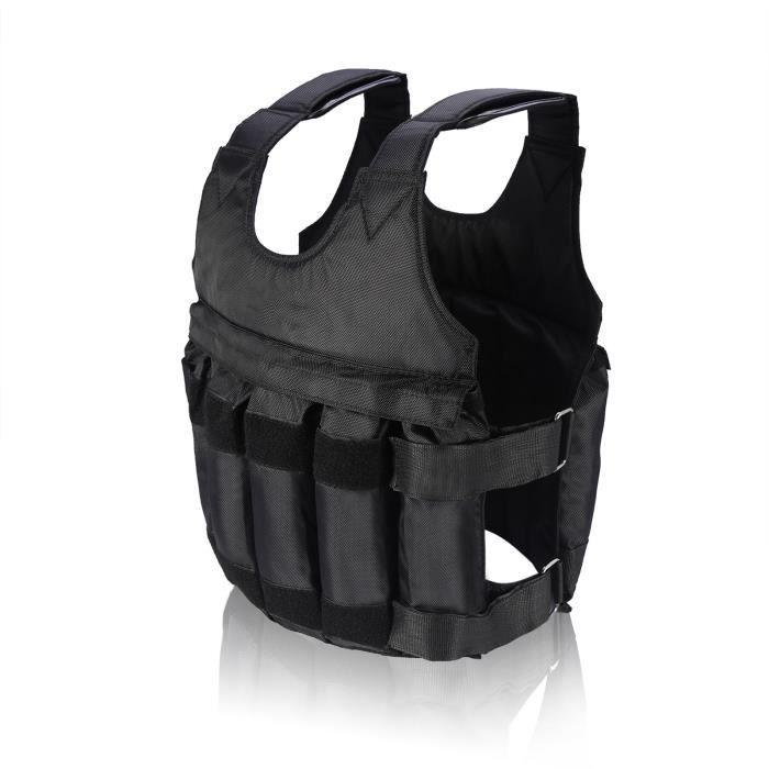 LES® Gilet de veste 50 kg de chargement Poids Gilet d' Exercice Gilet noir réglable Vêtements -ABI 117211