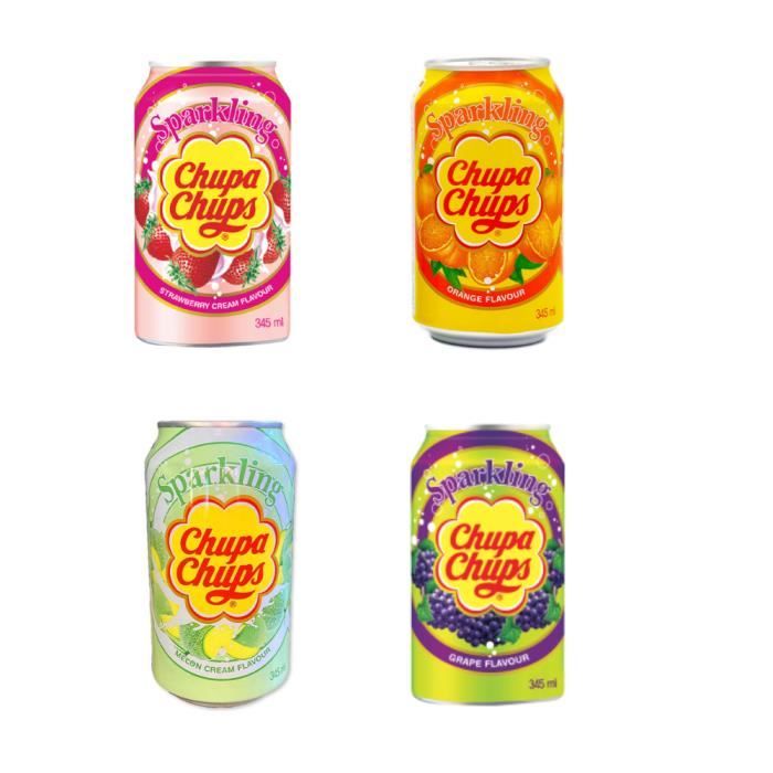 Boisson sparkling chupa assortie de 4 parfums 345 ml x 24 : raisin orange fraise melon