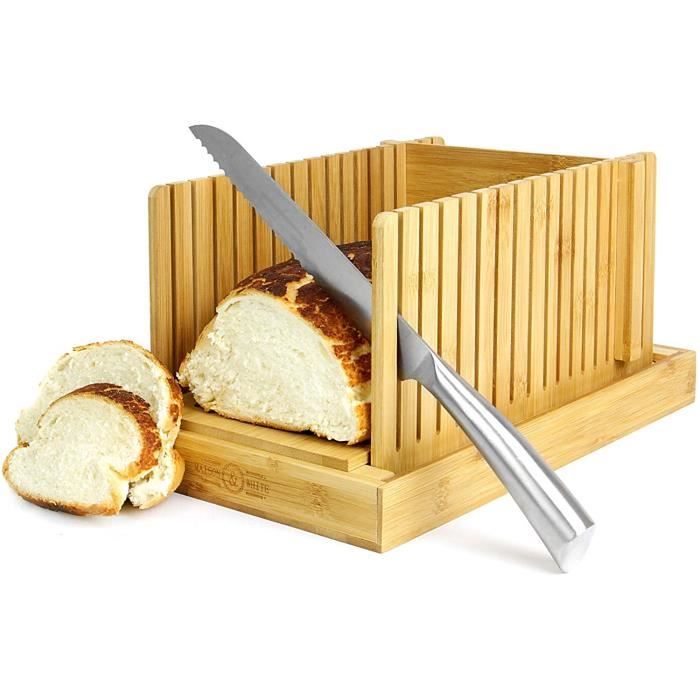 PLANCHE A DECOUPER Maison White Trancheur agrave pain en bambou Planche agrave deacutecouper et guide pour trancher les coute317