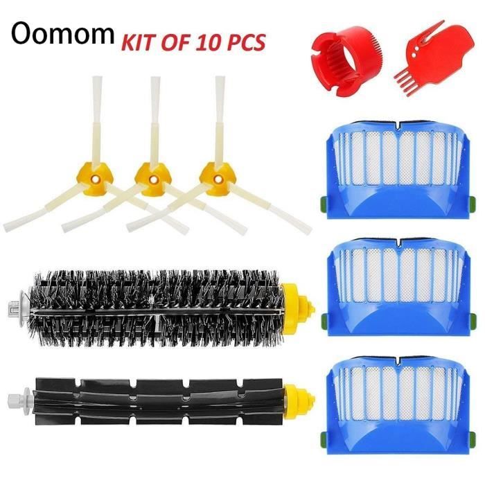 Oomom Kit Brosse pour iRobot Roomba Serie 600 - Kit de 10 Pcs Accessoires(Brosse Laterale,Filtres,etc..)pour Aspirateur Robot