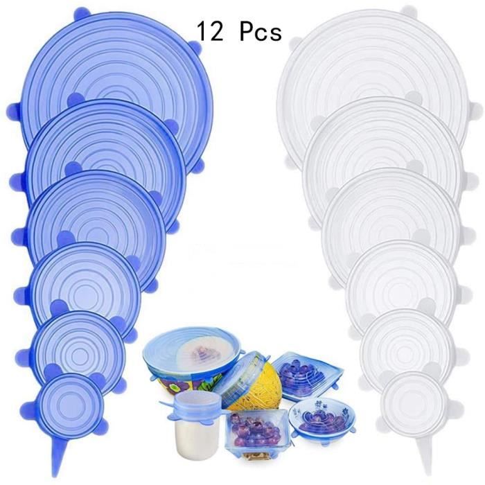 Adaptateur De Voyage,Couvercle extensible en Silicone, 12 pièces, couvercle Durable et extensible, couvercles en Silicone aliments