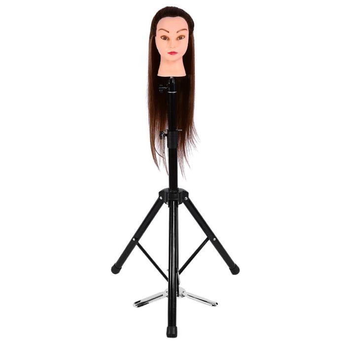 TUB Support de tête, mannequin de formation de coiffure trépied pince cheveux perruque support de tête outil de support noir