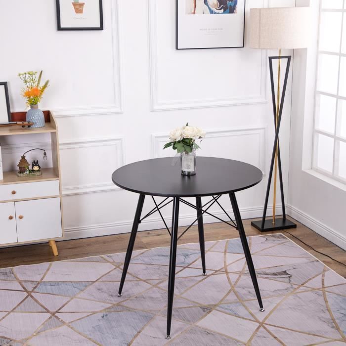 Table ronde scandinave noir - 80 x 80 x 75 cm