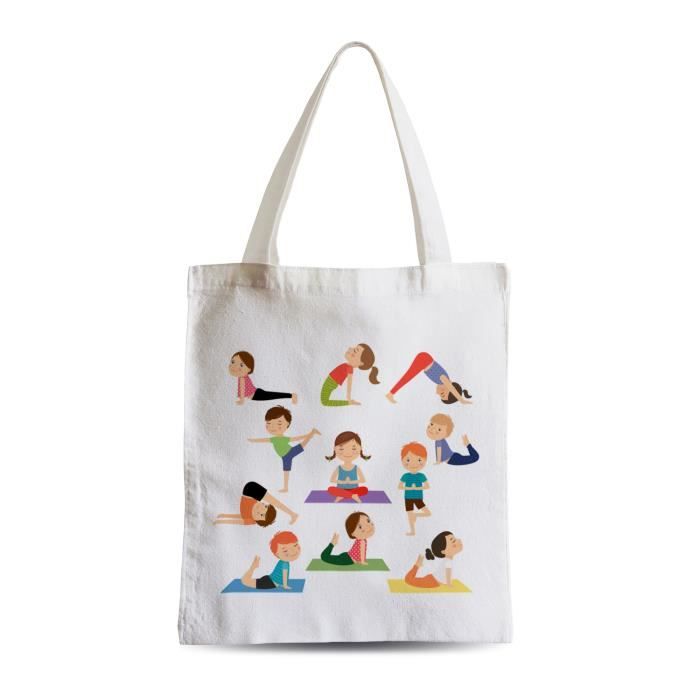Grand Sac Shopping Plage Etudiant Yoga Enfants Posture Hatha Yoga Asanas Meditation