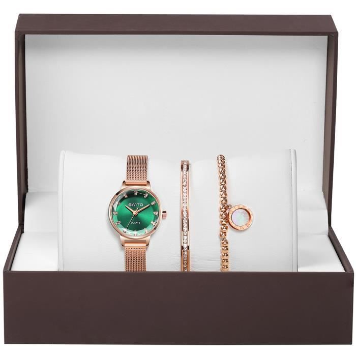 GIMTO® - Coffret Cadeau - Montre Femme Bracelet Femme - Quartz - Etanche - Montre Imperméable - Etanche - Acier - Noël